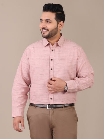 Pure Khadi Peach Formal Plus Size Shirt For Men