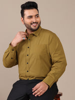Pure Cotton Olive Green Plus Size Men Formal Shirt