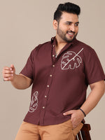 Embroidered Pure Cotton Casual Plus Size Shirt For Men