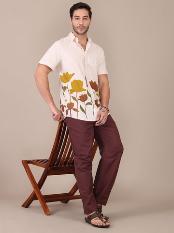 Floral Placement Printed Pure Cotton Co-Ord Set For Men