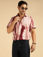 Brown Multicolor Tie Dye Men Casual Shirt
