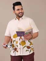 Placement Printed Pure Cotton Casual Plus Size Shirt For Men