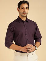 Pure Cotton Wine Men Formal Shirt