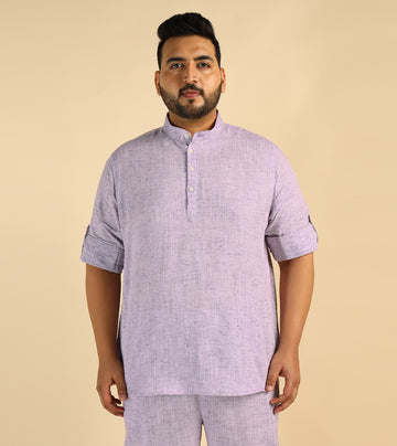 Lavender Handloom Cotton Plus Size Kurta For Men