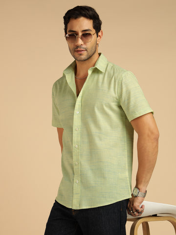 Lemon Yellow Pure Khadi Cotton Men Casual Shirt