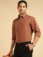 Pure Cotton Brown Men Formal Shirt
