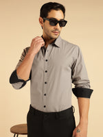Pure Cotton Grey Men Formal Shirt