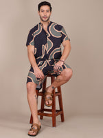 Abstract Printed Multicolor Co-Ord Set For Men