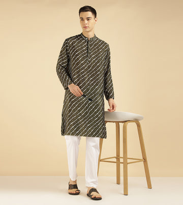 Leheriya Printed Ethnic Kurta For Men