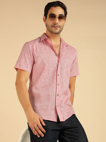 Pink Khadi Pure Cotton Men Casual Shirt