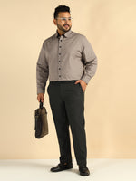Cotton Grey Plus Size Formal Men Shirt