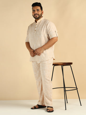 Off White Cotton Khadi Men Plus Size Co-Ord Set