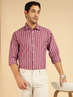 Pink Striped Men Formal Shirt