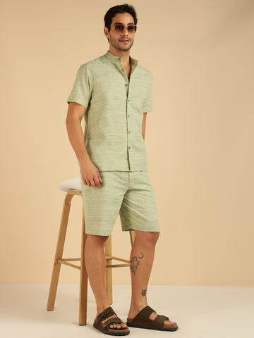 Pista Green Pure Khadi Cotton Men Co-Ord Set