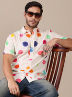 Multicolor Pure Cotton Polka Casual Shirt For Men