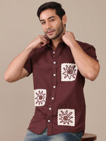 Embroidered Pure Cotton Patch Work Casual Shirt For Men