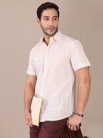 Spread Collar Solid Pure Cotton Casual Shirt For Men