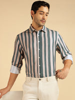 Grey Multi Striped Men Formal Shirt