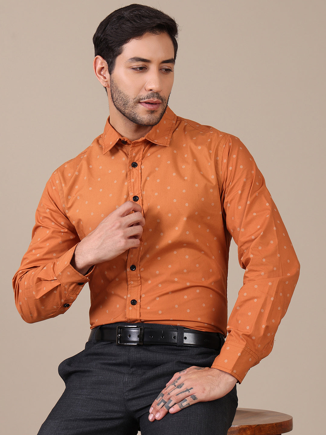 Dot Printed Formal Shirt For Men
