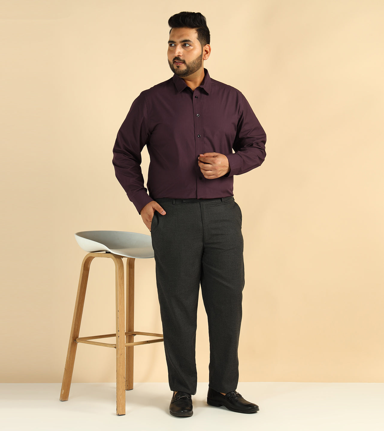 Cotton Wine Plus Size Formal Men Shirt