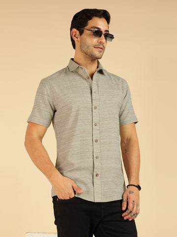 Light Sea Green Khadi Pure Cotton Men Casual Shirt