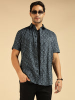 Grey Alphabetic Printed Pure Cotton Men Casual Shirt