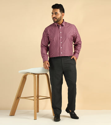 Pink Striped Plus Size Formal Men Shirt