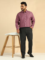 Pink Striped Plus Size Formal Men Shirt