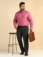 Cotton Pink Plus Size Formal Men Shirt
