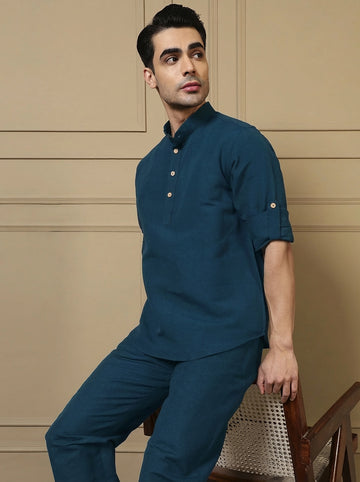 Teal Cotton Men's Kurta