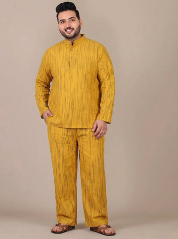 Cotton Textured Kurta With Pant Men Plus Size Co-ord Set