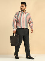 Multicolor Striped Plus Size Formal Men Shirt