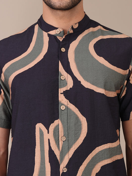Abstract Printed Multicolor Co-Ord Set For Men