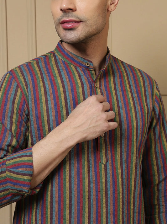 Multicolor Cotton Men's Kurta