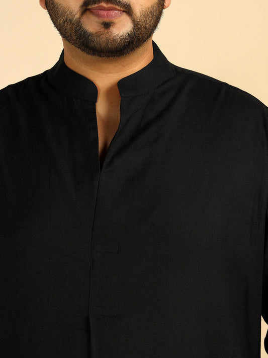 Black Colour Pure Cotton Plus Size Co-Ord Set For Men