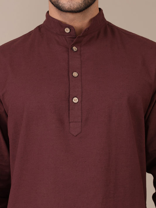 Pure Cotton Mandarin Collar Co-Ord Set For Men