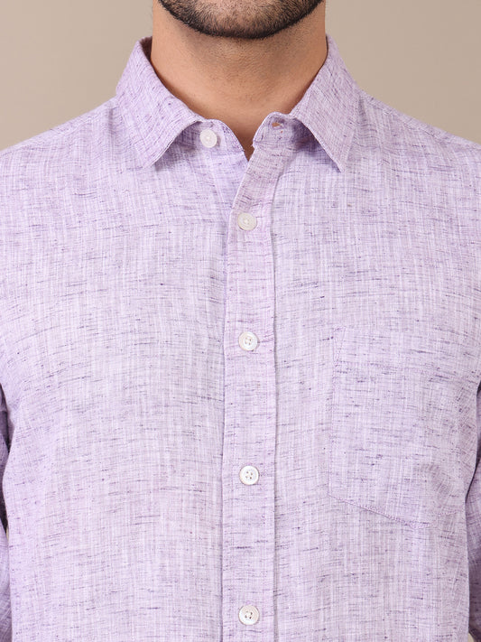 Pure Khadi Lavender Formal Shirt For Men