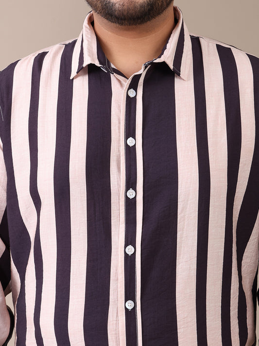Multi Striped Formal Plus Size Shirt For Men