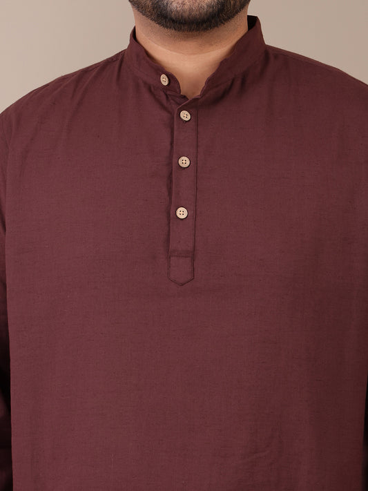 Pure Cotton Mandarin Collar Plus Size Co-Ord Set For Men