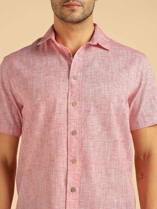 Pink Khadi Pure Cotton Men Casual Shirt
