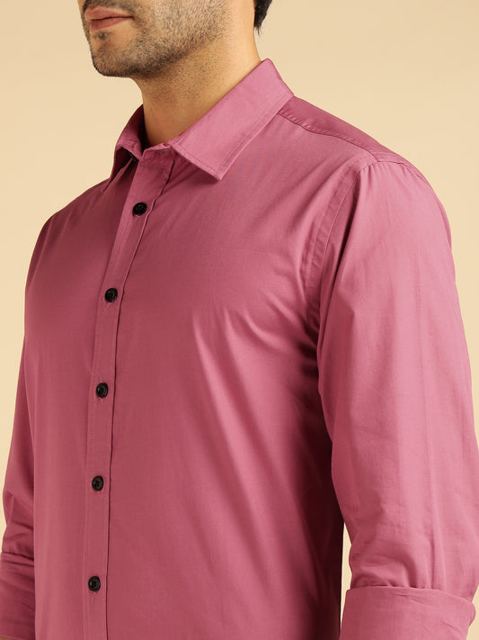 Pure Cotton Pink Men Formal Shirt