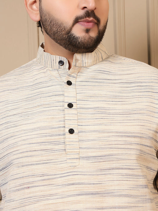 Cotton Textured Kurta With Pant Men Plus Size Co-ord Set