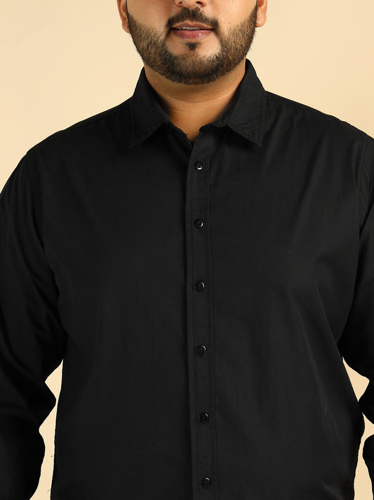 Black Cotton Plus Size Formal Men Shirt