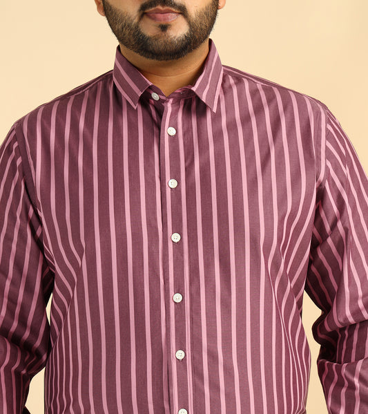 Pink Striped Plus Size Formal Men Shirt