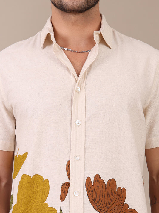 Placement Printed Pure Cotton Casual Shirt For Men