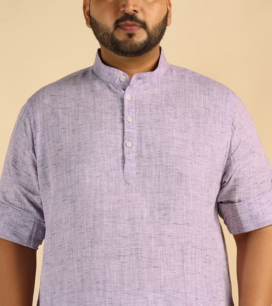 Lavender Handloom Cotton Plus Size Kurta For Men
