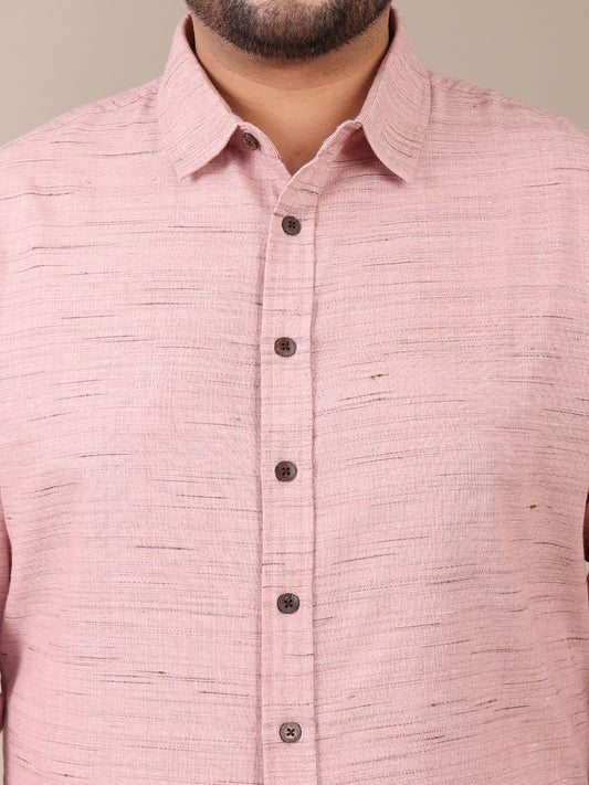 Pure Khadi Peach Formal Plus Size Shirt For Men