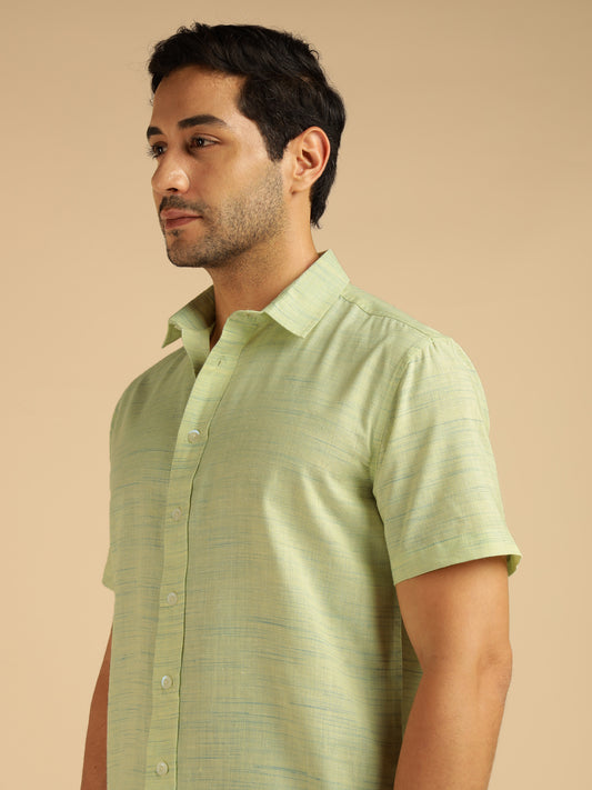 Lemon Yellow Pure Khadi Cotton Men Casual Shirt