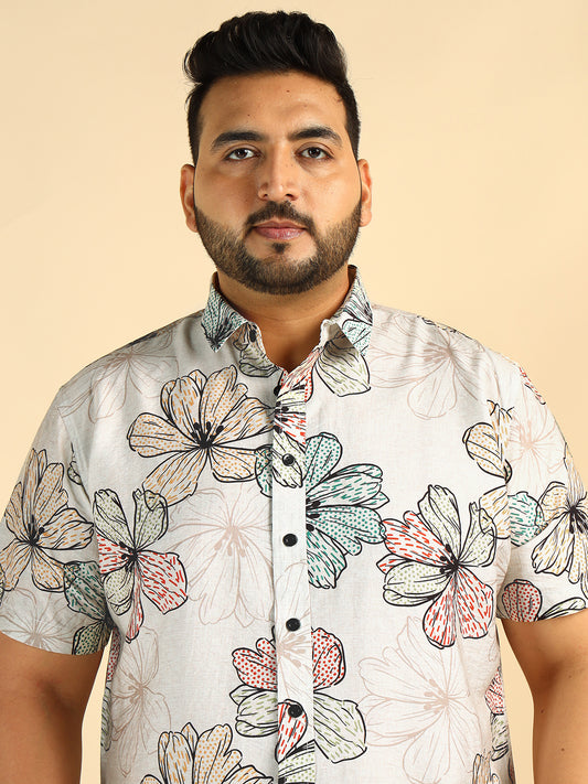 Multi Colour Floral Plus Size Casual Men Shirt