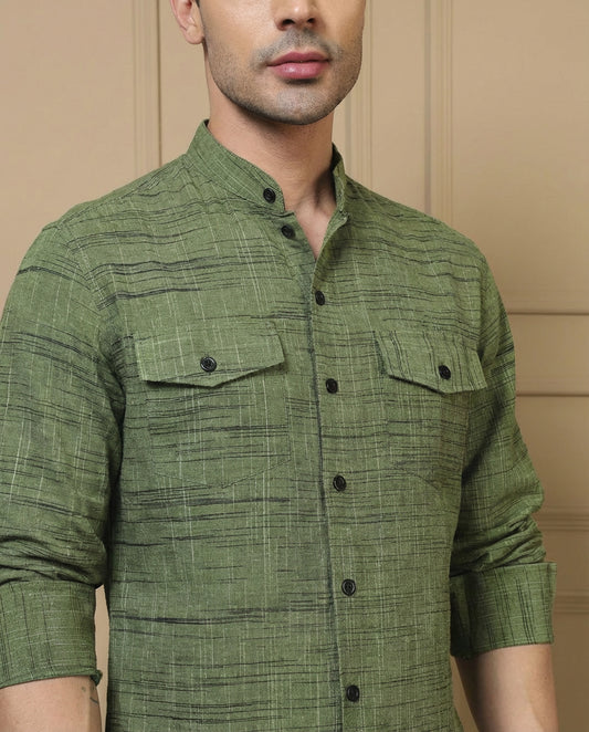 Cotton Mint Green Blue Textured Kurta With Pant Men Co-ord Set